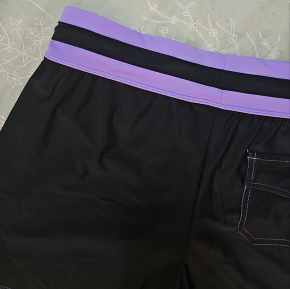 Free Country Black and Lavender Swim Shorts - Picture 8 of 13